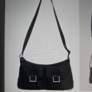 NWT Tahari Zoey E/W Black Adjustable W Top Zip Closure Crossbody Bag